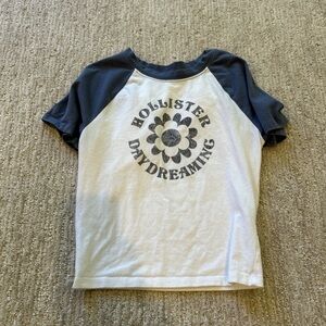 Hollister White and Gray Short Sleeve Tee